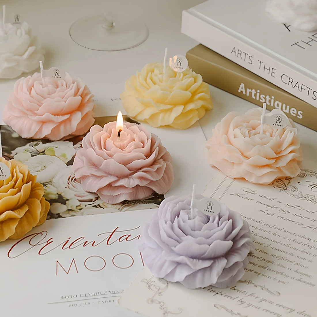 Peony Shaped Scented Beeswax Candles