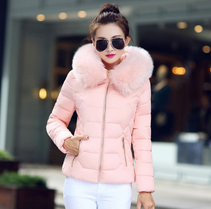 Collar Hooded Warm Women Down Jacket Outerwear Winter Coat Women