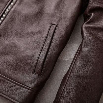 Ventorg - Leather jacket men, padded jacket with zip and snap fasteners