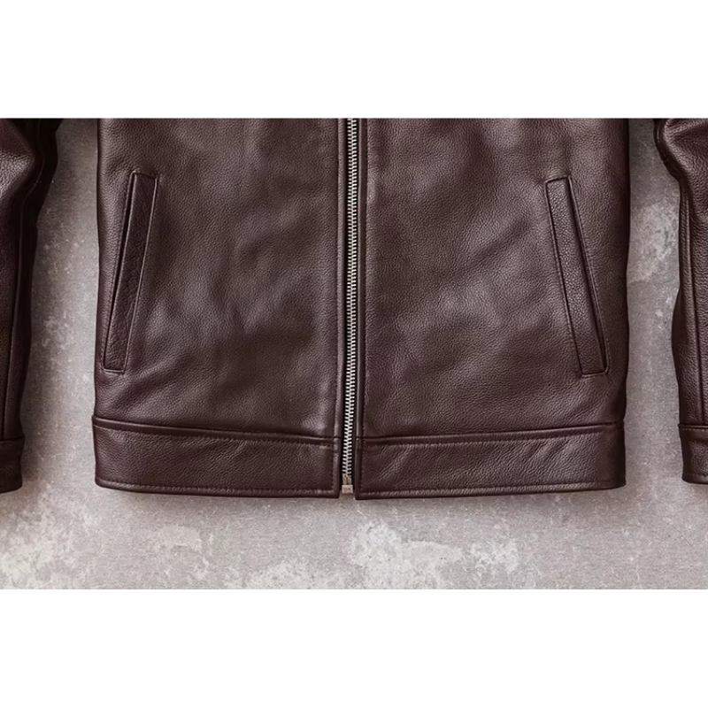 Ventorg - Leather jacket men, padded jacket with zip and snap fasteners