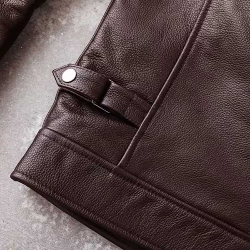 Ventorg - Leather jacket men, padded jacket with zip and snap fasteners