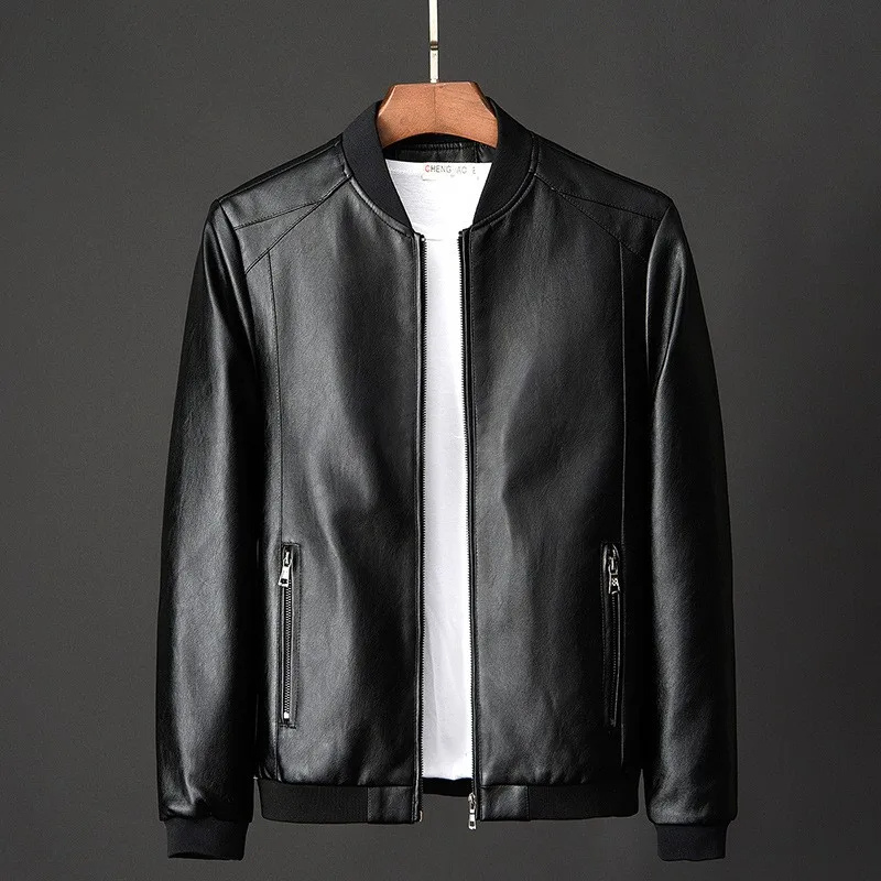 Mensch - Leather jacket men in coat style, elegant real leather jacket with pockets