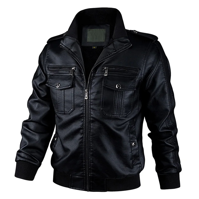 Vestrol - Leather jacket men, robust real leather jacket with breast pockets