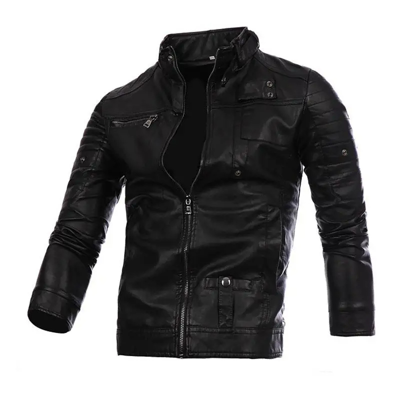 Voltaren - Leather jacket men, robust real leather jacket with zipper and pockets