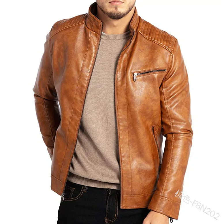 Karntex - Leather Jacket for Men with Detachable Hood, Robust Biker Jacket