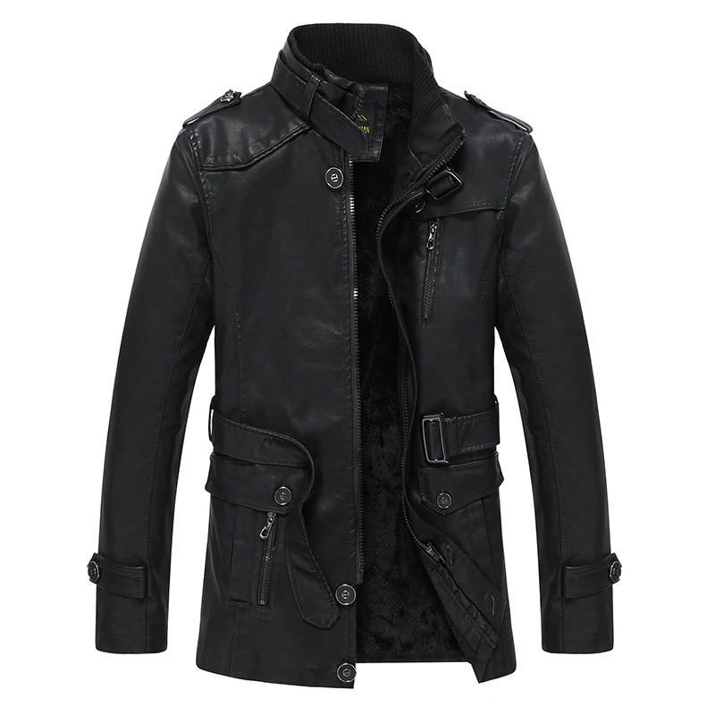 Nordrev - Leather jacket men with lining, warm winter jacket made of real leather