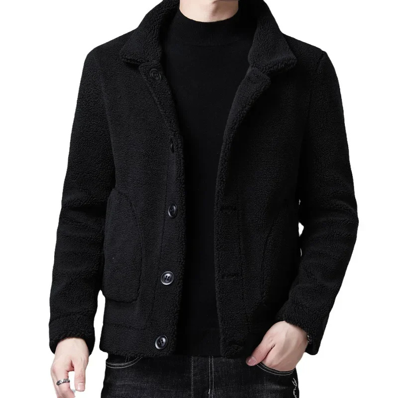 Thorvik - Leather jacket men, stylish jacket with fur collar and zip pockets