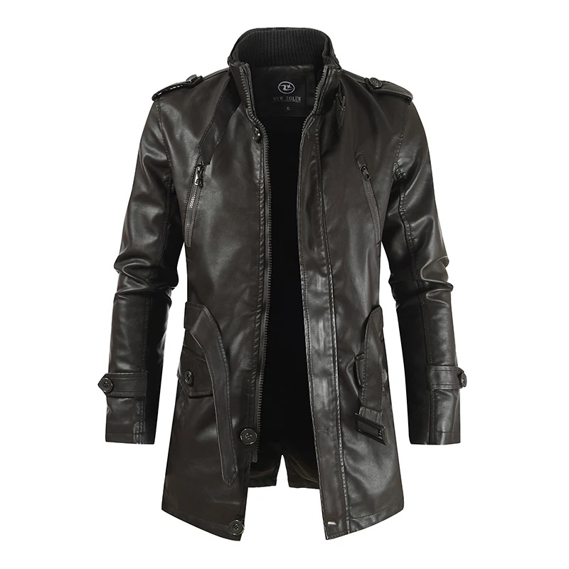 Renvorn - Leather jacket men, robust jacket with zipper and button placket