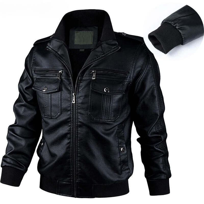 Vestrol - Leather jacket men, robust real leather jacket with breast pockets