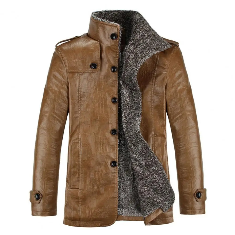 Ledorix - Leather Jacket for Men, Classic Real Leather Jacket with Stand Collar and Pockets