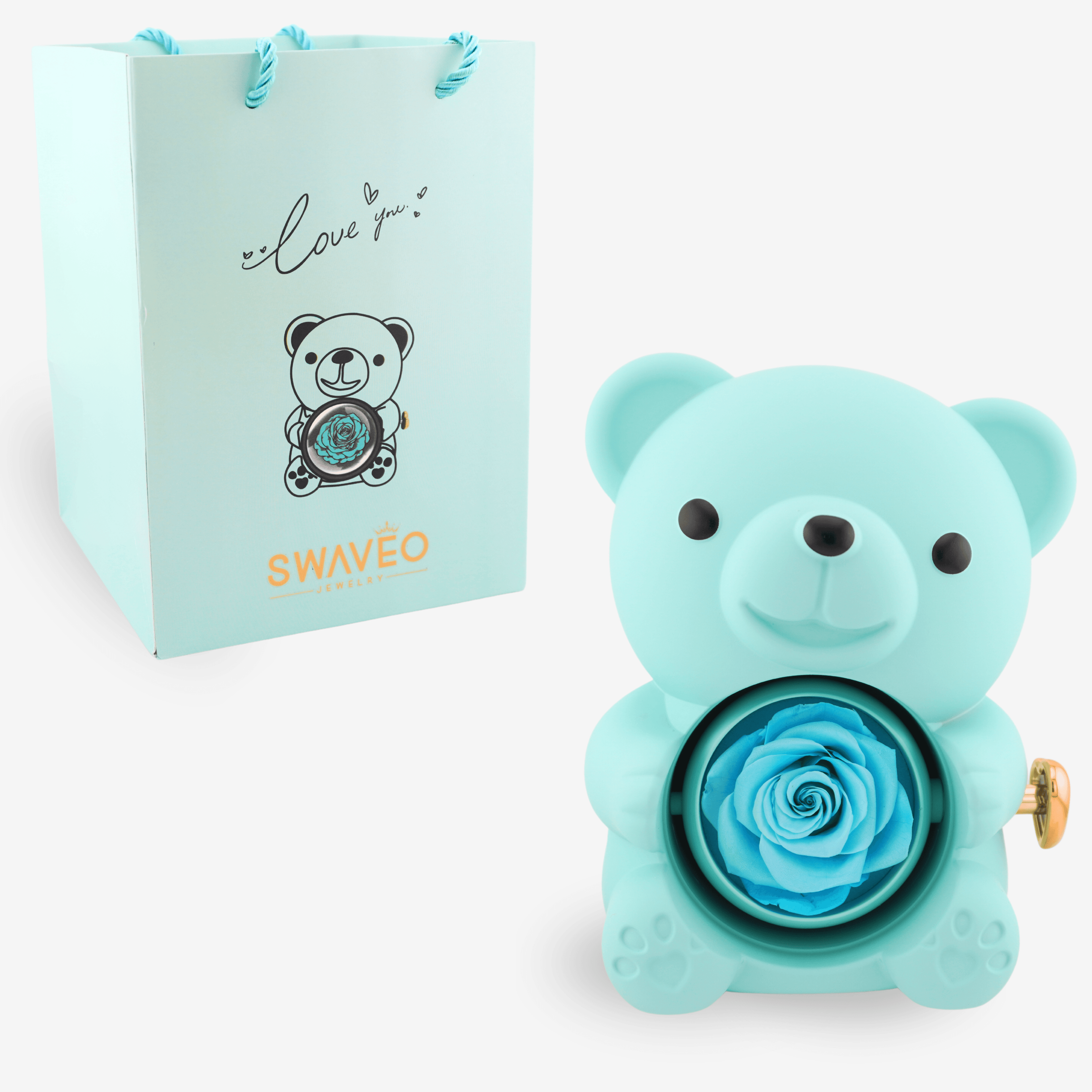 Forever Rose Bear W/ Engraved Necklace