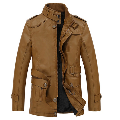 Nordrev - Leather jacket men with lining, warm winter jacket made of real leather