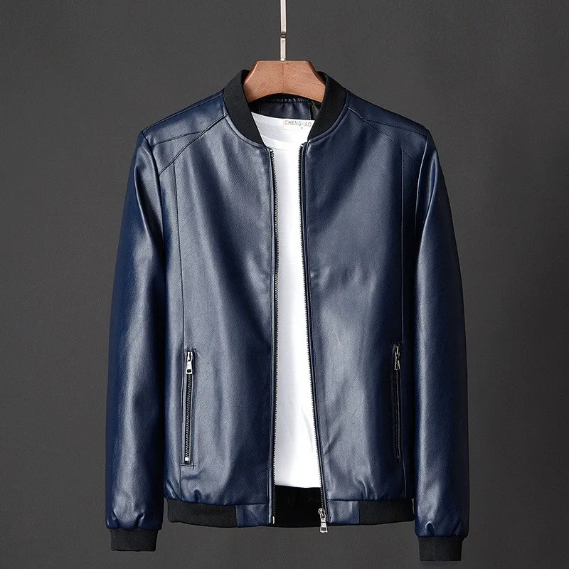 Mensch - Leather jacket men in coat style, elegant real leather jacket with pockets