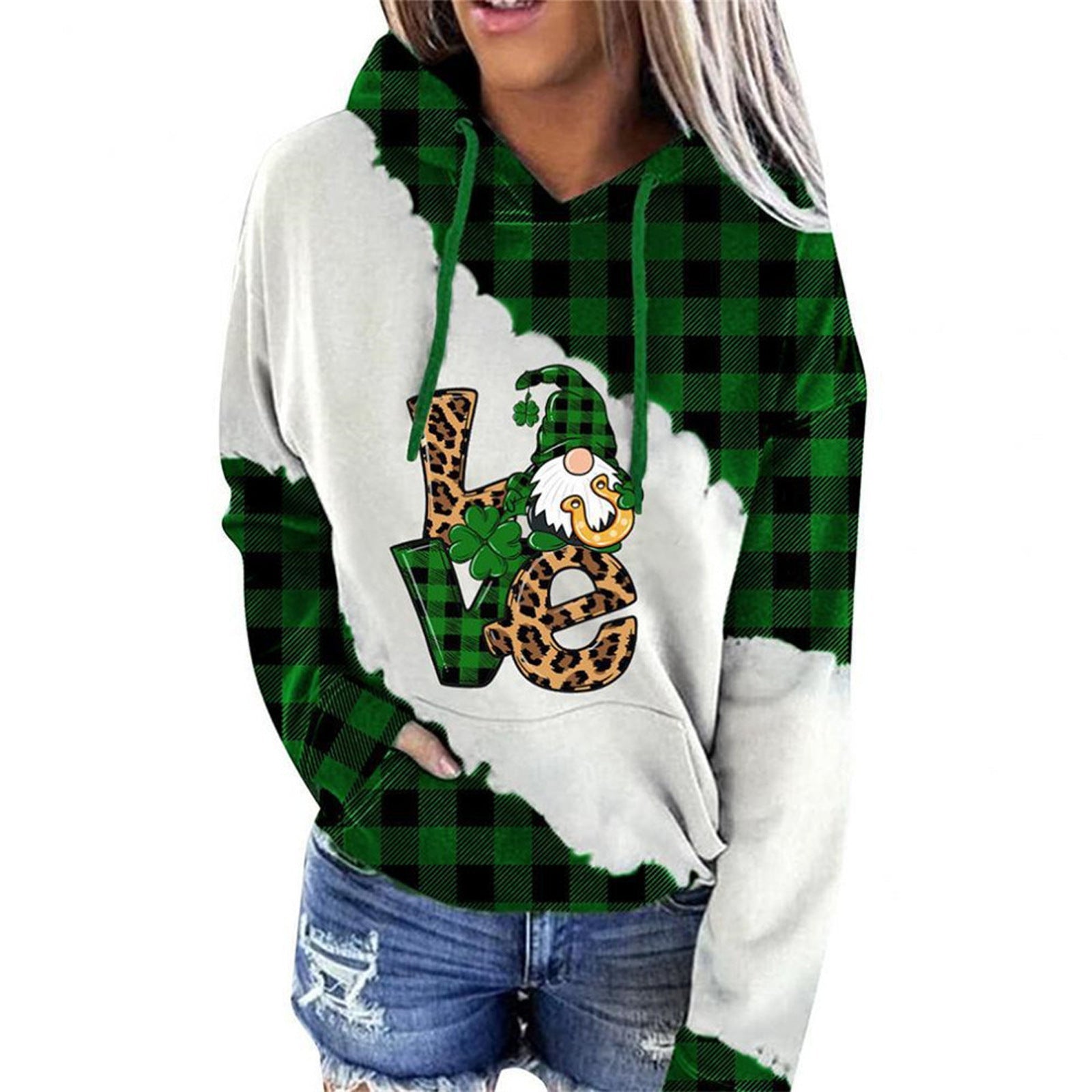 Women Sweatshirts Lucky Grass Print Streetwear Sweatshirts