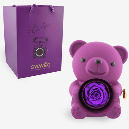 Forever Rose Bear W/ Engraved Necklace