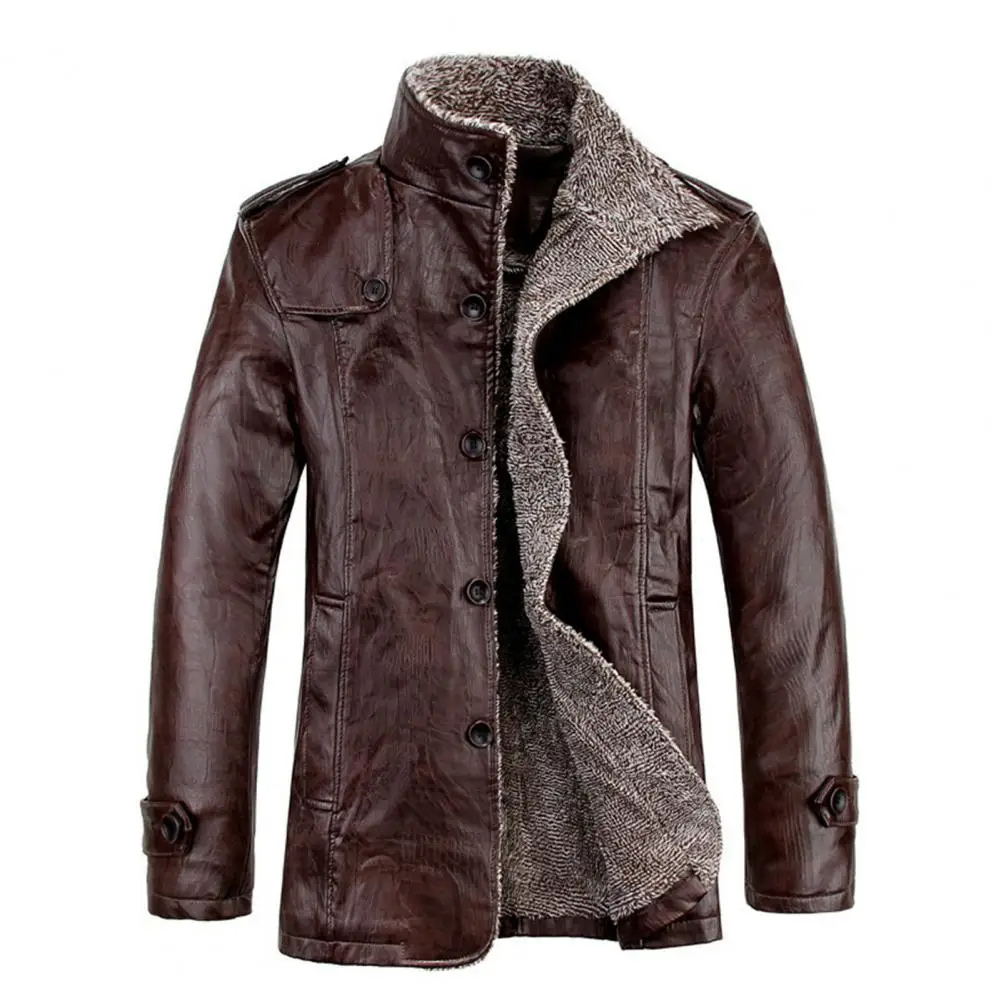 Ledorix - Leather Jacket for Men, Classic Real Leather Jacket with Stand Collar and Pockets