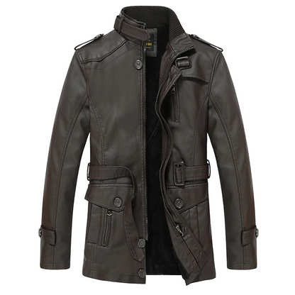 Nordrev - Leather jacket men with lining, warm winter jacket made of real leather