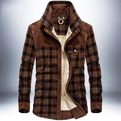 Winter Jacket Men Thicken Warm Fleece Jackets Coats Pure Cotton Plaid Jacket Military Clothes