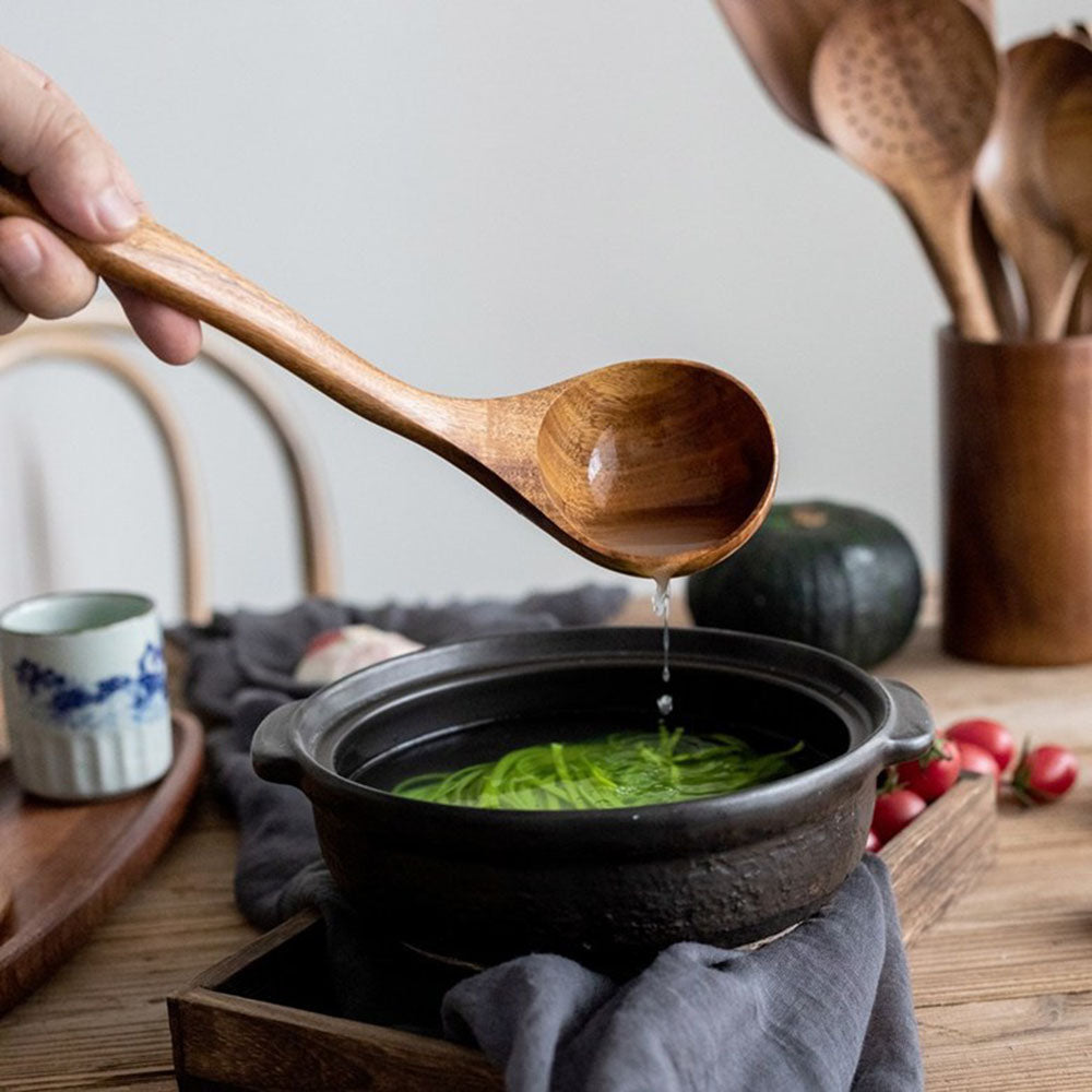 Elegant Eco-Friendly Teak Utensil Collection for Every Chef - Non-Scratch &amp; Easy to Clean