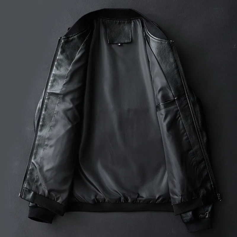 Mensch - Leather jacket men in coat style, elegant real leather jacket with pockets