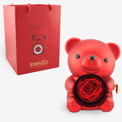 Forever Rose Bear W/ Engraved Necklace