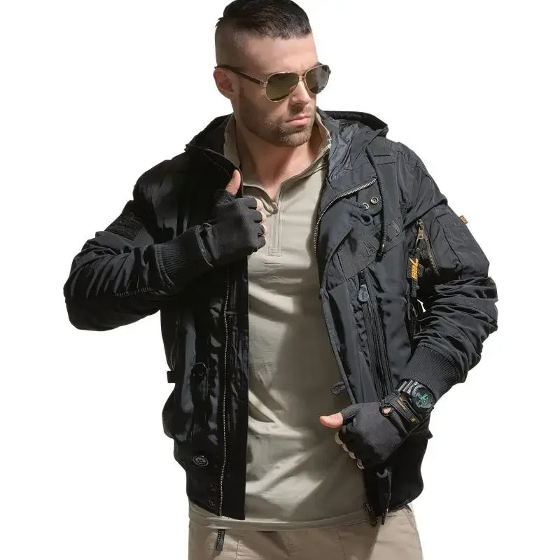 Herrenx - Winter Coat for Men with Hood, Warm Lined Jacket with Pockets