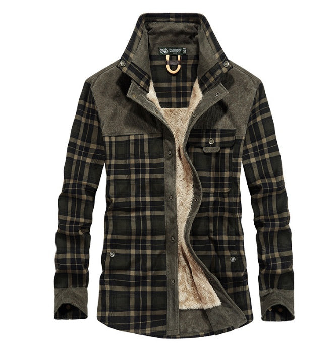 Winter Jacket Men Thicken Warm Fleece Jackets Coats Pure Cotton Plaid Jacket Military Clothes