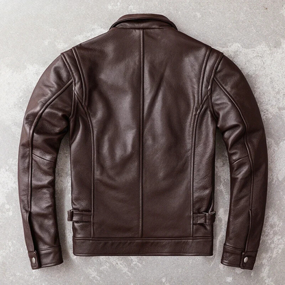 Ventorg - Leather jacket men, padded jacket with zip and snap fasteners