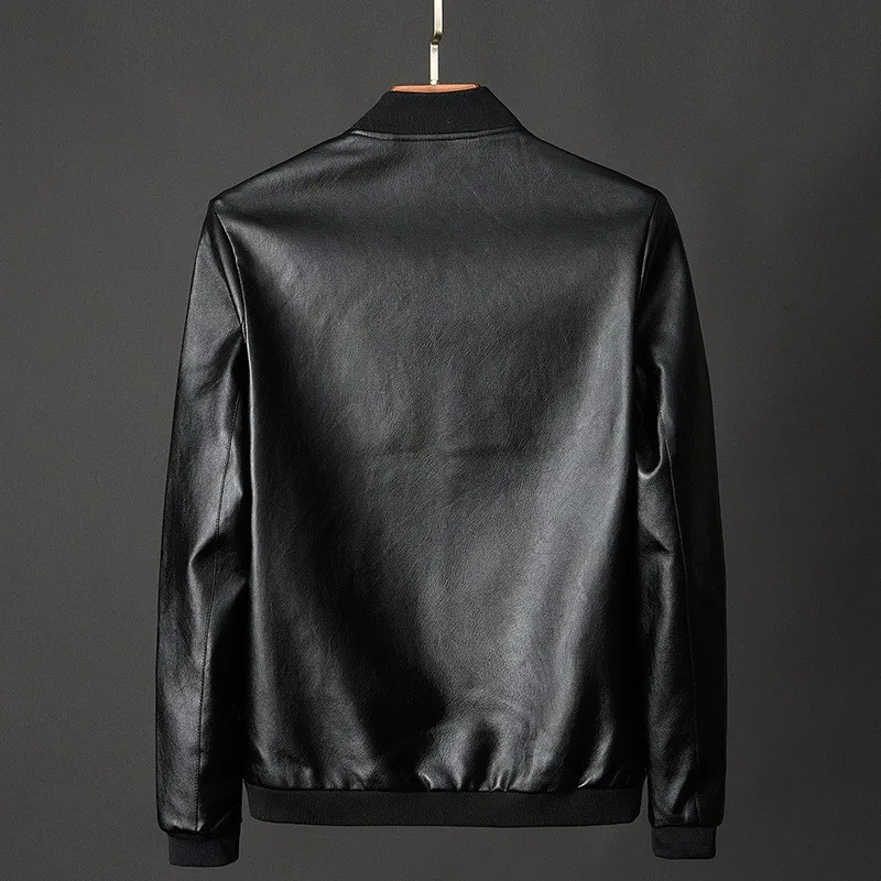 Mensch - Leather jacket men in coat style, elegant real leather jacket with pockets