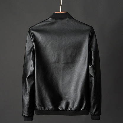 Mensch - Leather jacket men in coat style, elegant real leather jacket with pockets