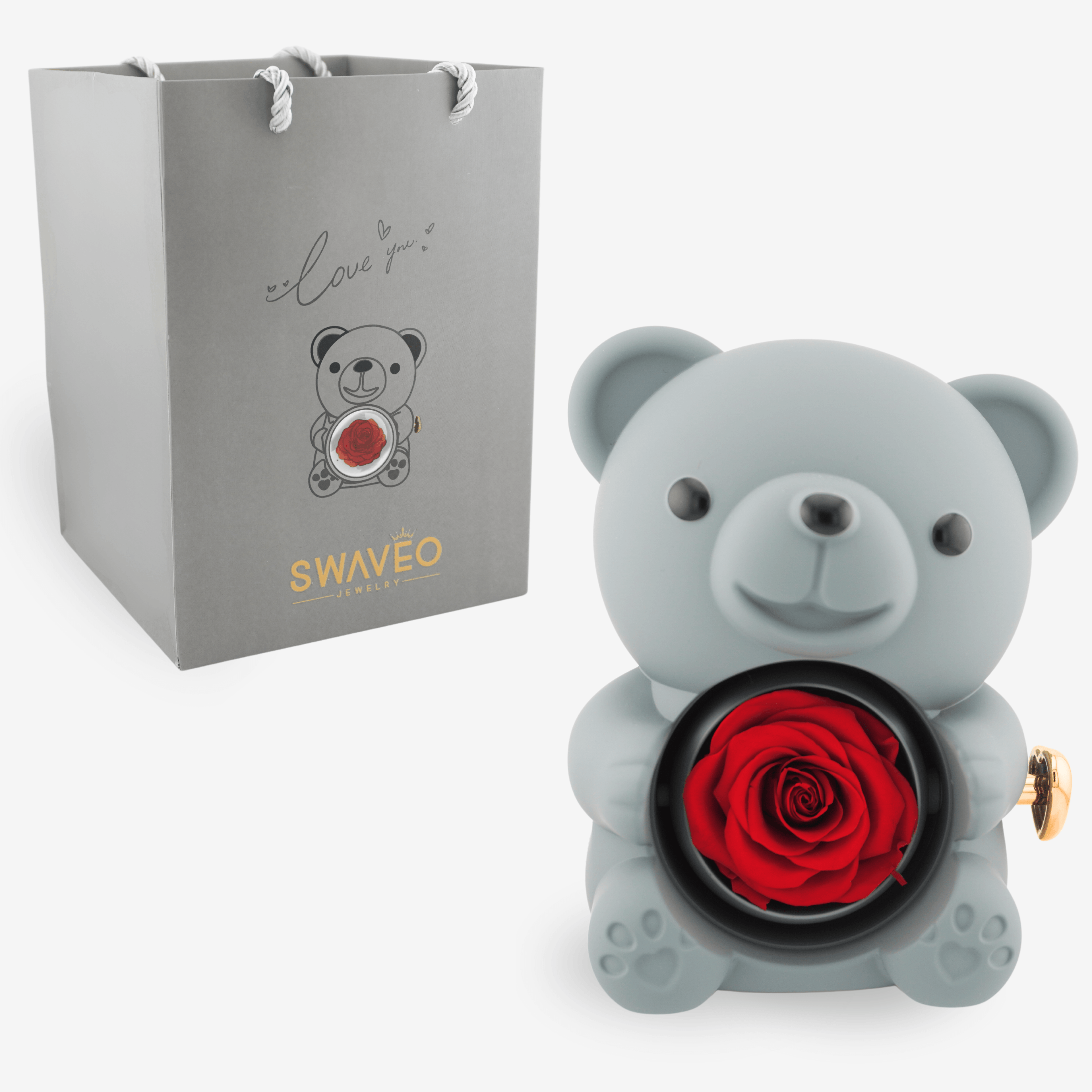 Forever Rose Bear W/ Engraved Necklace