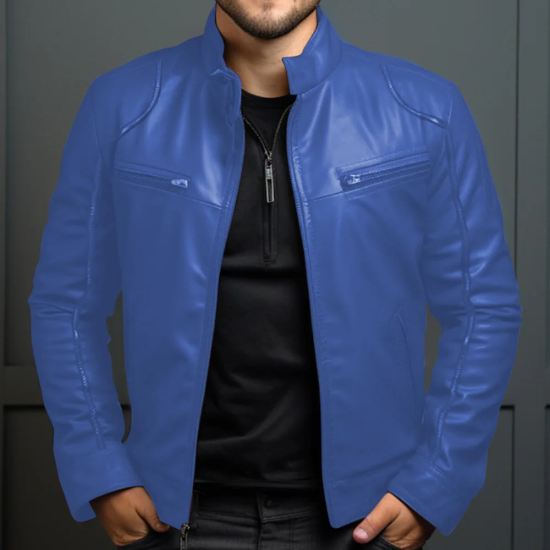 Menluxe - Leather Jacket Men, Warm Jacket with Zipper Pockets and Hood