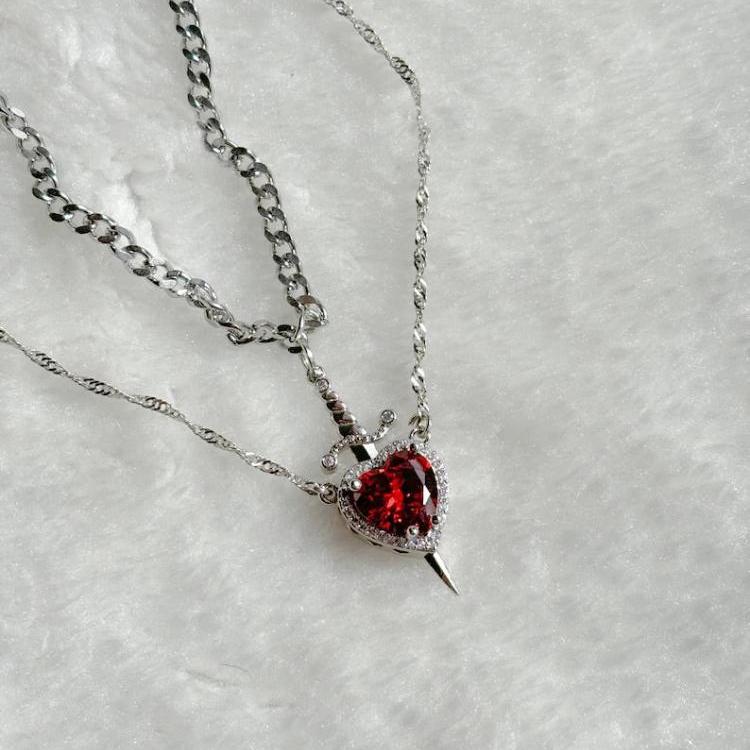 SORA Heart &amp; Sword Promise Necklace His / Hers Set