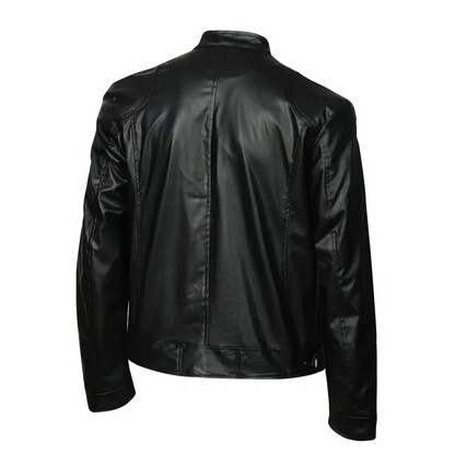 Krenhol - Leather Jacket for Men, Stylish Real Leather Jacket with Zipper and Fur Collar