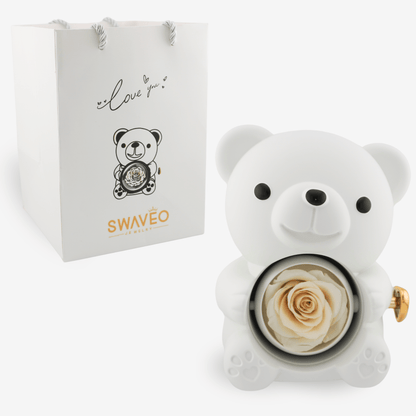 Forever Rose Bear W/ Engraved Necklace