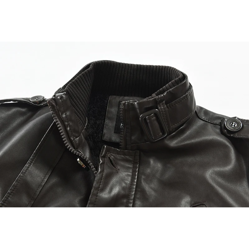 Renvorn - Leather jacket men, robust jacket with zipper and button placket