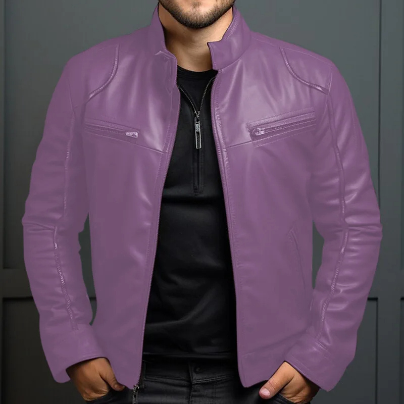 Menluxe - Leather Jacket Men, Warm Jacket with Zipper Pockets and Hood