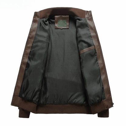 Vestrol - Leather jacket men, robust real leather jacket with breast pockets