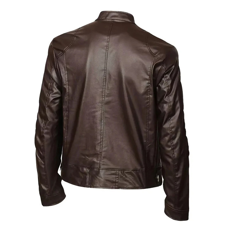 Krenhol - Leather Jacket for Men, Stylish Real Leather Jacket with Zipper and Fur Collar