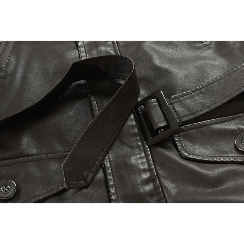 Renvorn - Leather jacket men, robust jacket with zipper and button placket