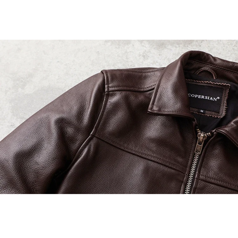 Ventorg - Leather jacket men, padded jacket with zip and snap fasteners