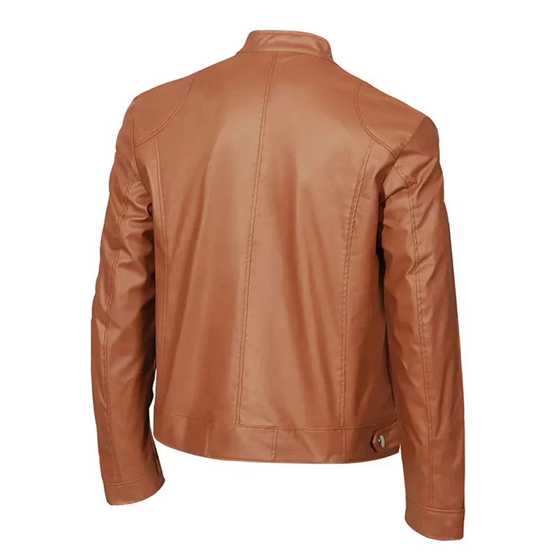 Krenhol - Leather Jacket for Men, Stylish Real Leather Jacket with Zipper and Fur Collar