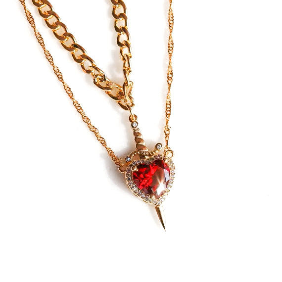 SORA Heart &amp; Sword Promise Necklace His / Hers Set