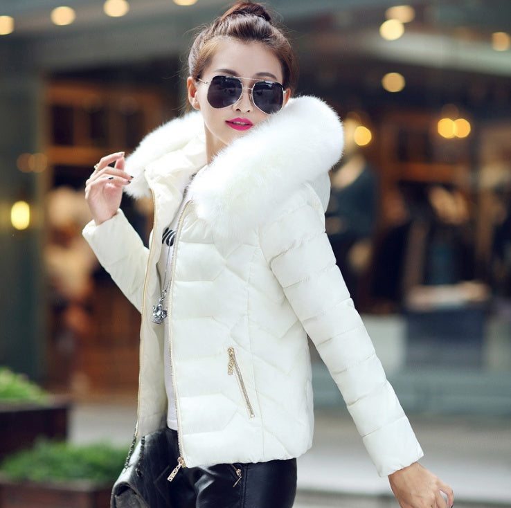 Collar Hooded Warm Women Down Jacket Outerwear Winter Coat Women