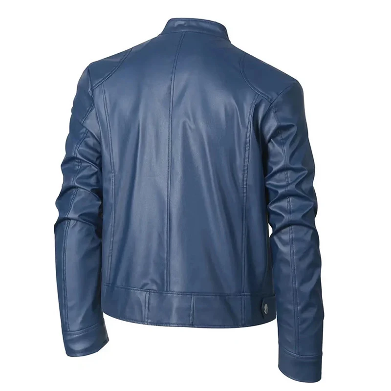 Krenhol - Leather Jacket for Men, Stylish Real Leather Jacket with Zipper and Fur Collar