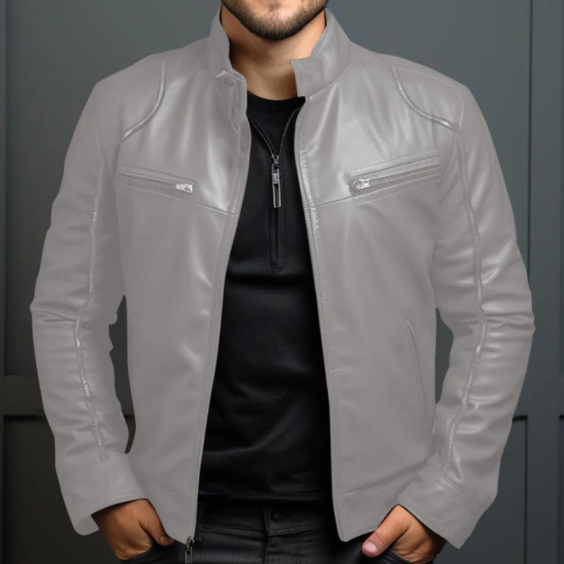 Menluxe - Leather Jacket Men, Warm Jacket with Zipper Pockets and Hood