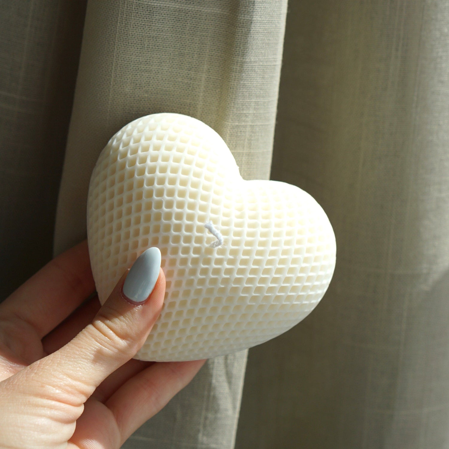 Handmade design candle heart with structure 10cm