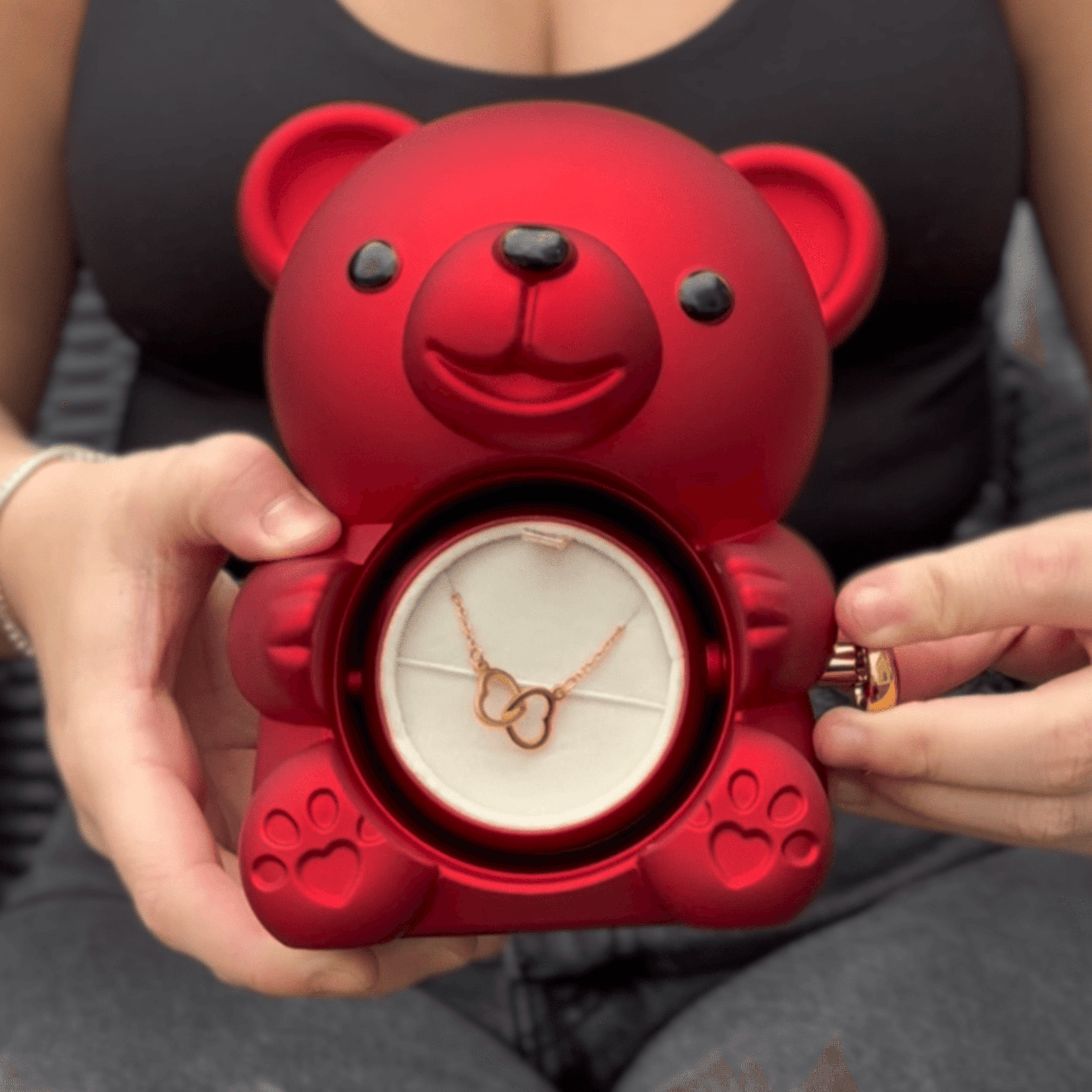 Forever Rose Bear W/ Engraved Necklace