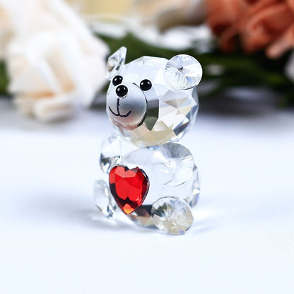 Cute Bear Crystal Figurine With A Heart Shaped Ornament