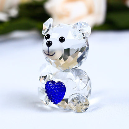 Cute Bear Crystal Figurine With A Heart Shaped Ornament